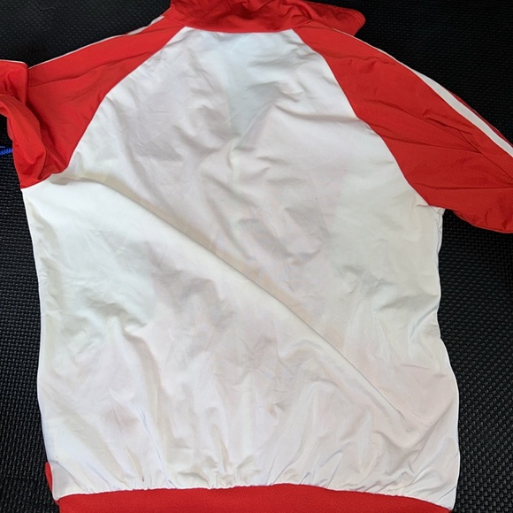 Adidas red and white 3 stripe jacket - Picture 3 of 3